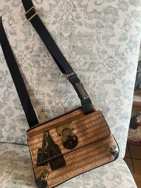 L.A.M.B. Printed Tan and Black Crossbody Bag